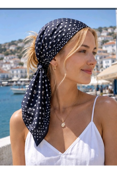 D2listone Desenli Fular Puantiyeli Bandana 50x50