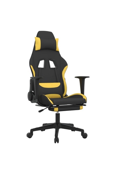 vidaxl Scaun de gaming cu suport picioare, negru și galben, textil