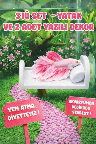 Akvaryum Beta Dinlenme Alanı - 3'lü Settir - Beta Balıgı Yatak Dinlenme Alanı...