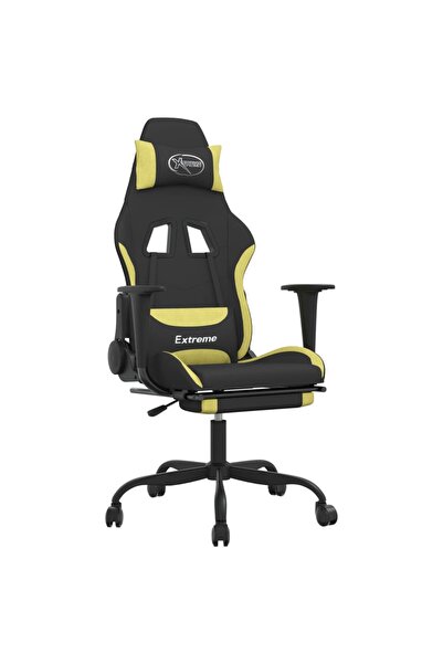 vidaxl Scaun de gaming cu suport picioare, negru/verde deschis, textil