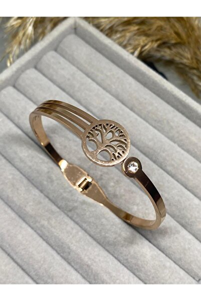 ZEYKU ACCESSORİES Three-Striped Zircon Stone Tree of Life Bracelet - Steel/Vi...