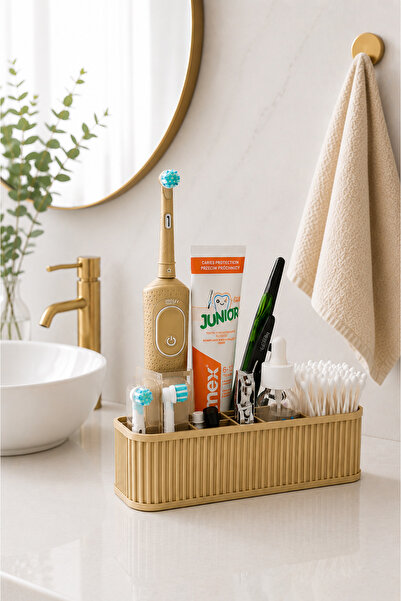 Arvella Studio Multi-Compartment Bathroom Organizer-Toothbrush Holder Makeup ...