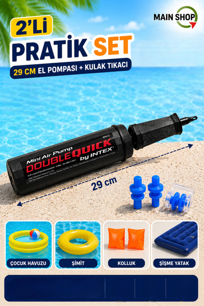 MAİN SHOP Intex 29 Cm Mini El Pompası ve Profesyonel Kulak-Burun Tıkacı Seti ...