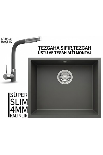 RealStone Steep 50 Antrasit Granit Evye & Sümela Antrasit Uyumlu Batarya Seti