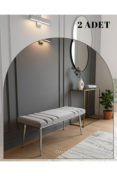 ÖZCAN METAL 2 Adet Krom Metal Ayaklı Metal Kasalı Bench Mutfak Salon Antre Ya...