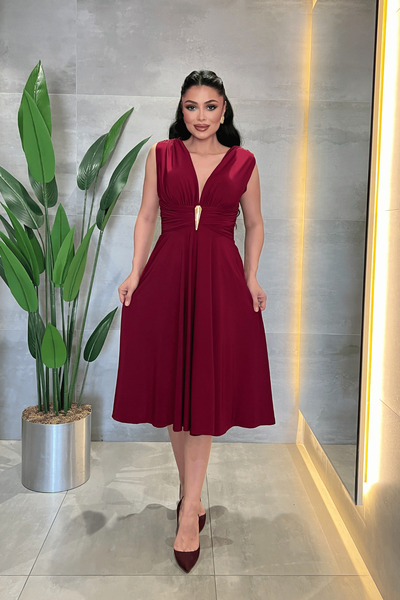giyimmasalı Rochie midi din țesătură Jarse cu detaliu încrucișat la spate - R...