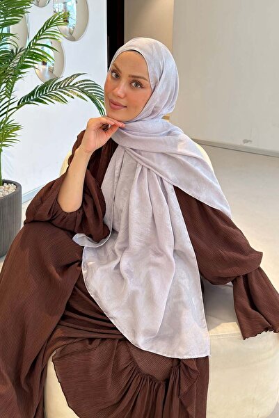 lamelif Tree Pattern Ayrobin Floral Jacquard Shawl Silver Gray