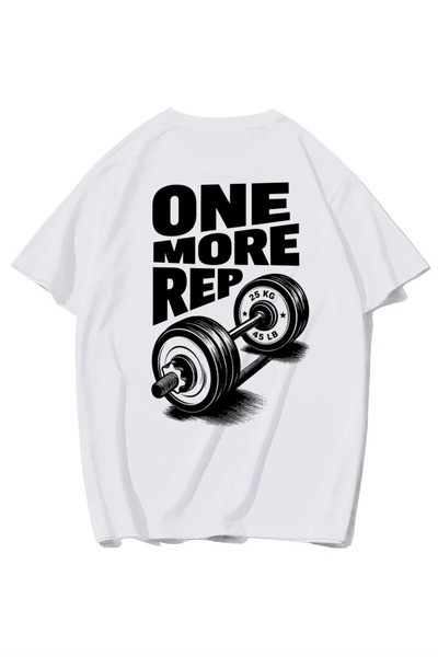 BRZ COLLECTION Unisex Oversize One More Rep T-shirt (BEYAZ)