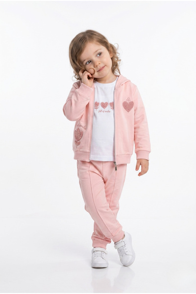 Toontoy Girl's 3-Piece Tracksuit Set Long Sleeve Crew Neck Embroidered T-Shir...
