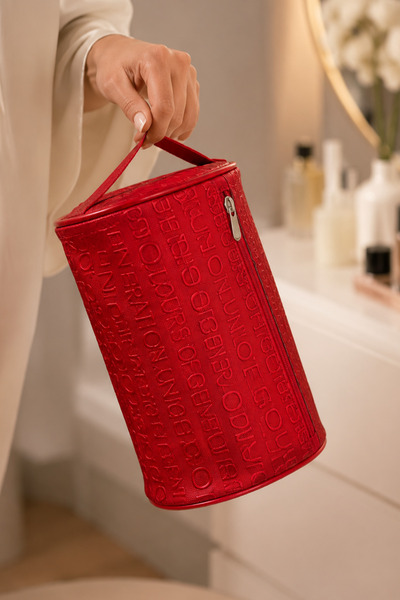 MultiTrendy Red Makeup Bag Zippered Travel Cosmetic Organizer Handbag