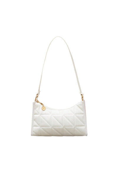 OEM White shoulder bag, eco- Leather , quilted, 28x21cm