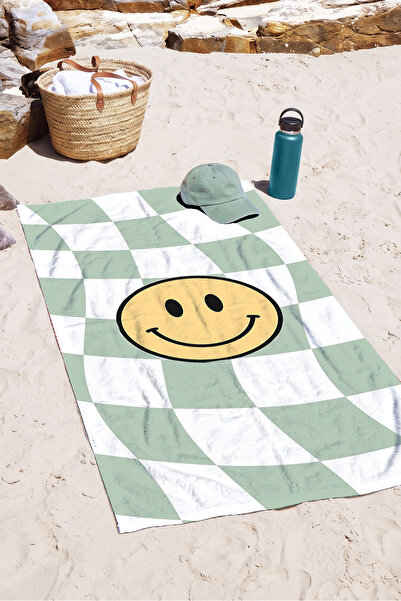 Evimde Bambaşka Prosop de plajă cu model în carouri Smiling Face - Prosop mod...