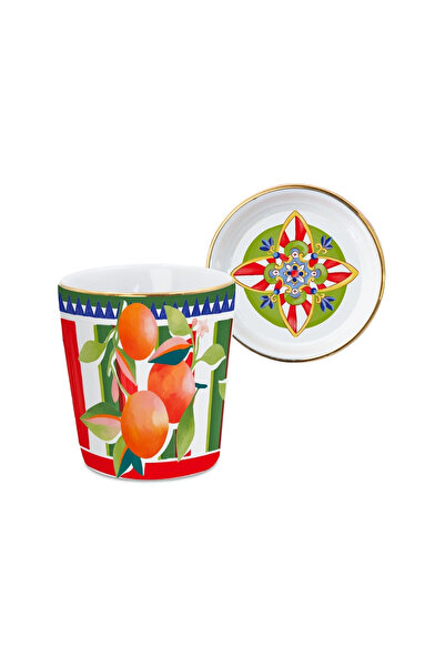 Baci Milano Dolce Vita Portakal Kapaklı Espresso Fincanı 7 cm Porselen