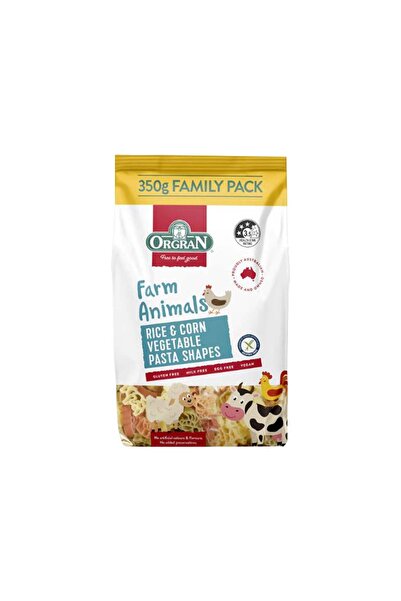 ORGRAN Rice & Corn Vegetable Farm Animal Shape Pasta 350 g, Gluten Free, Vegan