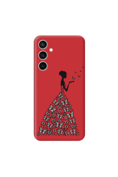 Other Samsung S24 Plus Butterfly Girl Red Colored Silicone TPU Θήκη