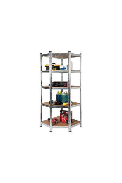 Target Home Ραφιέρα μεταλλική γωνιακή με 5 ράφια Mdf 70x70x180εκ.