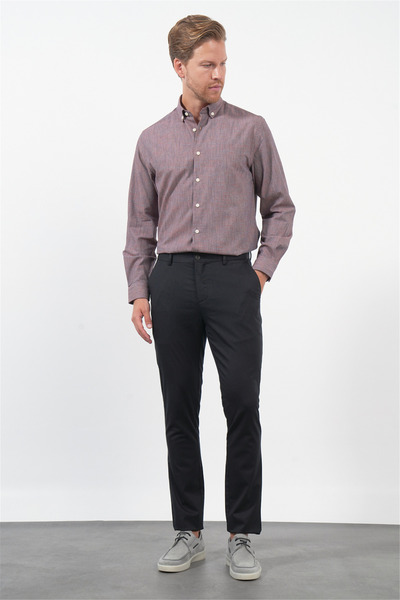 İmza Black Side Pocket Slim Fit Casual Cotton Chino Trousers 1003260178