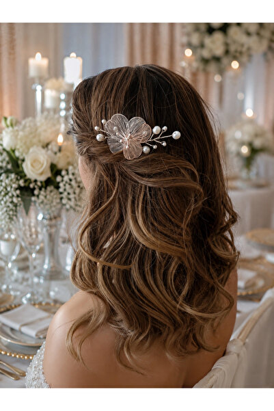 sibelle tasarım Set de 2 accesorii de păr de mireasă cu design floral romanti...