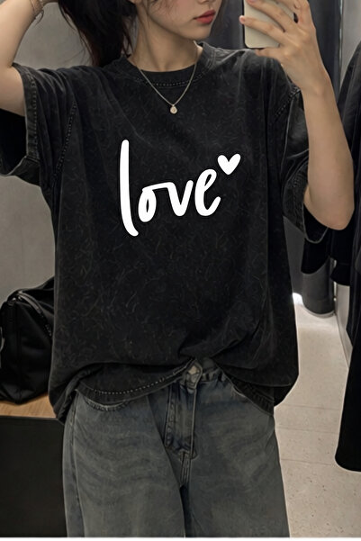 valeriae Πλενόμενο μπλουζάκι Oversize Unisex, Πλυμένο Vintage Street Style, Μ...