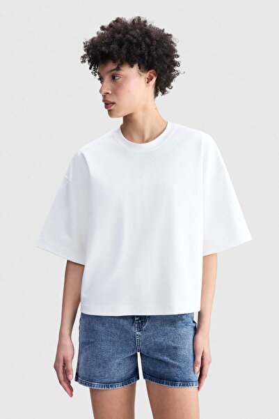 ecko unltd. Ecko Red Skylar Oversize Boxy Crew Neck Printed Women's White Tshirt
