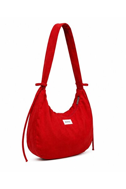 RONASBAG Bow Bag Red Women's Lined Baguette Handbag with Bow Detail and Zippe...