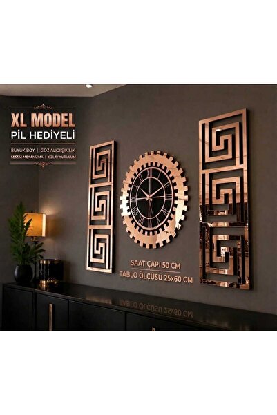 EYKA STORE Gold Rose Ayna XL Avangart Dekoratif Duvar Saati Pleksi Aynalı Mod...