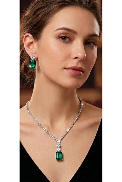 Zanora Baget Stone Elegant 2 Set Silver Color Bridal Engagement Set