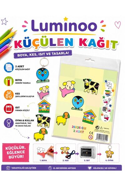 Luminoo Küçülen Kağıt Seti 20x25 cm 2 Adet | Boya, Kes, Isıt ve Tasarla