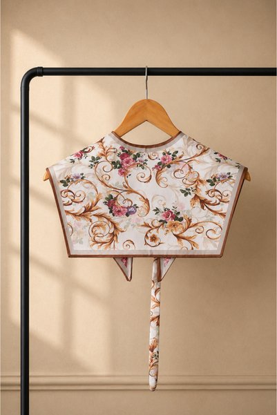 LERAIY White Background Floral Patterned Shoulder Shawl