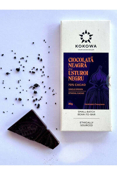 Transylvania's Finest Foods Ciocolata cu usturoi negru 70% cacao – 30g