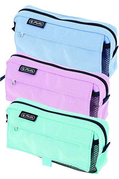 Herlitz Penar tip etui, 2 compartimente, diverse culori pastel,