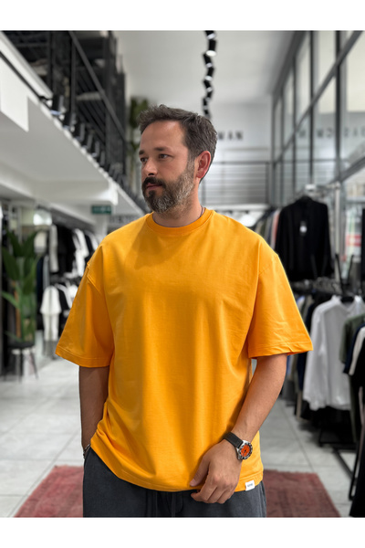 BYBASICMAN Narandžasta osnovna oversize majica sa dva konca RES-003