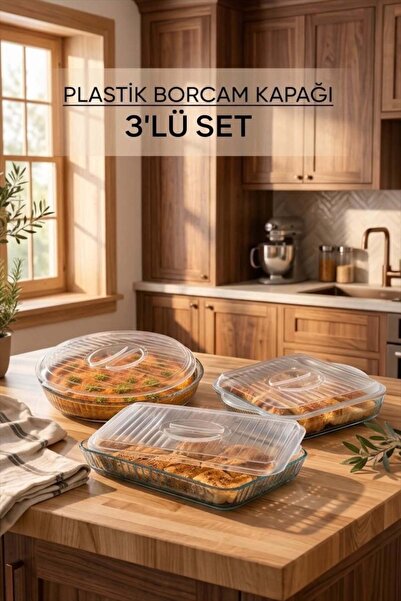 Bayev Borcam Lid Set of 3 Plastic Round Square Rectangular Lids Storage Conta...
