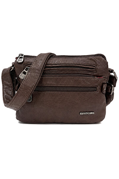 Sanmorris Women's Soft Textured Faux Leather 8-Pocket Shoulder Bag