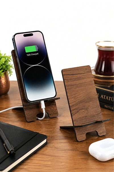 bgvibe Ahşap Masaüstü Telefon Tutucu Katlanabilir Taşınabilir Şarj Girişli Ev...