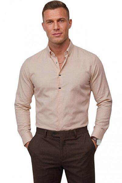 Rizz up Toprak Slim Fit Lycra Easy-Ironing Hidden Button Men's Shirt 2602614