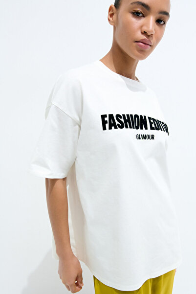 H&M Baskılı Oversize Tişört