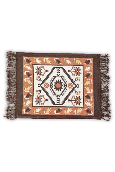 OEM Covor decorativ țesut plat, motive tradiționale, model geometric, 40 x 50...