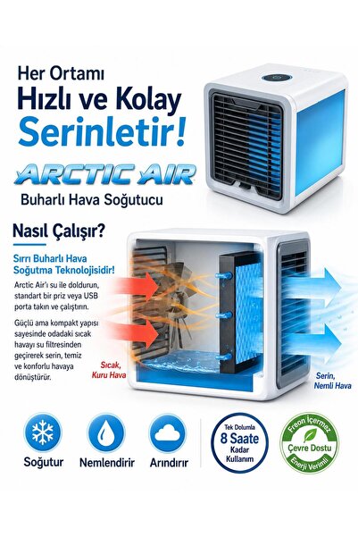 ATLT ATLANTİS TAŞINABİLİR MİNİ KLİMA 7 LED IŞIKLI EV OFİS OTO PORTATİF BUHARL...
