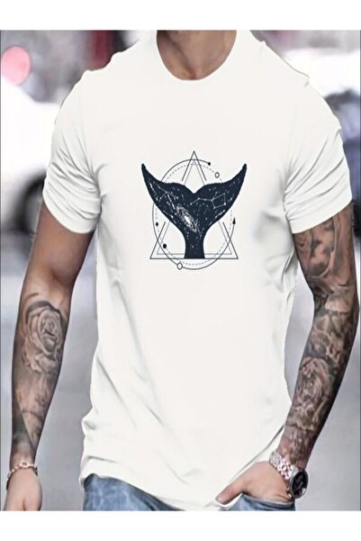 COZYWEAR Geometric Whale Tail Printed Men's T-Shirt