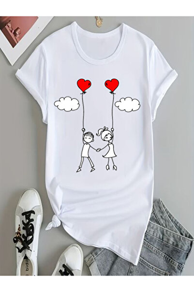 COZYWEAR Heart Balloon Double Print Oversize T-Shirt
