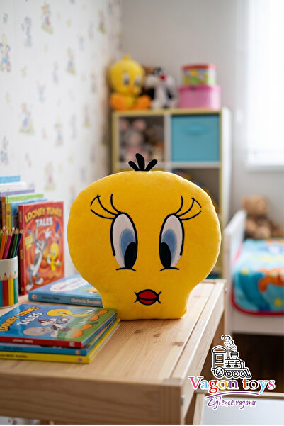 vagontoys Tweety Peluş Yastık – Yumuşak Dokulu Silikon Elyaf Dolgulu Sarı Pel...
