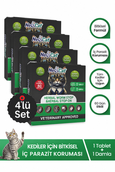 NEOCAT Kedi İç Dış Bitkisel Parazit İç Dış Damlası İç Dış Anti Parazit Bit Pi...