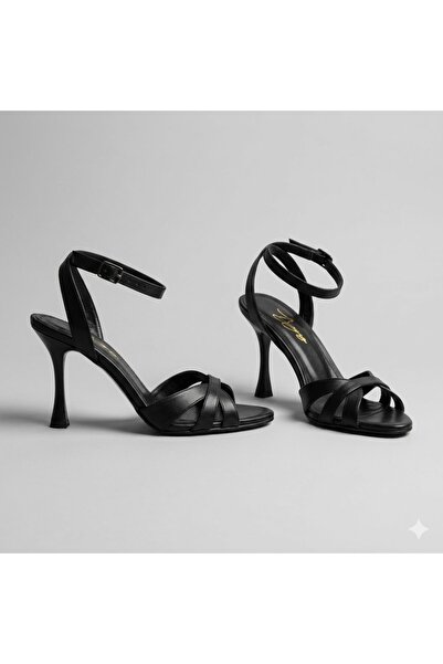 KİNDEP (White) Women's Heeled Sandals Black