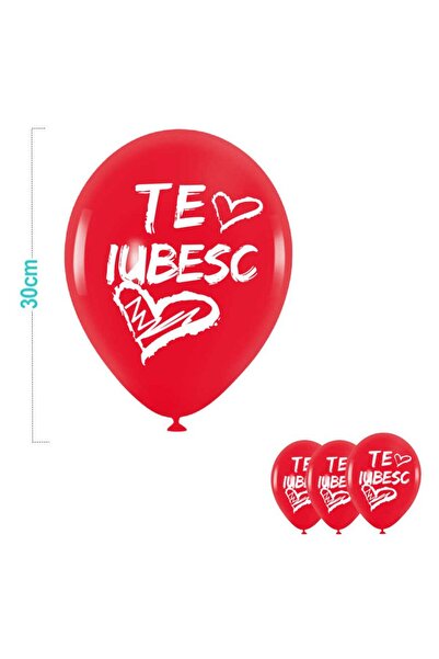 MP Mirific Party Set de 6 baloane cu imprimeu 'I Love You', roșii, de 30 cm