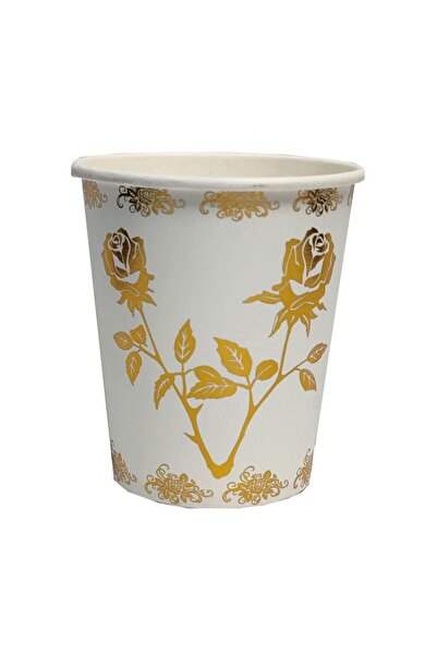 MP Mirific Party Set de 8 pahare din carton cu flori aurii, 8,7 cm