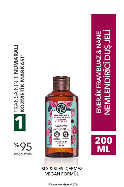 Yves Rocher Duş Jeli - Nemlendirici Enerjik Frambuaz Nane -SLS,SLES İçermez,V...