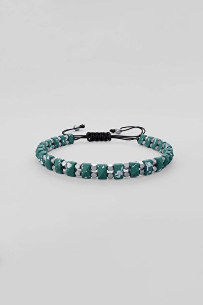 ablukaonline Unisex Natural Stone Look Beaded Bracelet Green