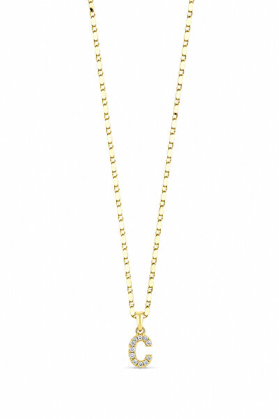 Alexis Carrel Clara Zircon Stone C Letter Gold Women's Necklace