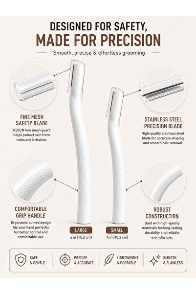 zeetwo 4-Piece Stainless Steel Eyebrow Trimmer Set, Precision Facial Hair Remover with Safety Blades